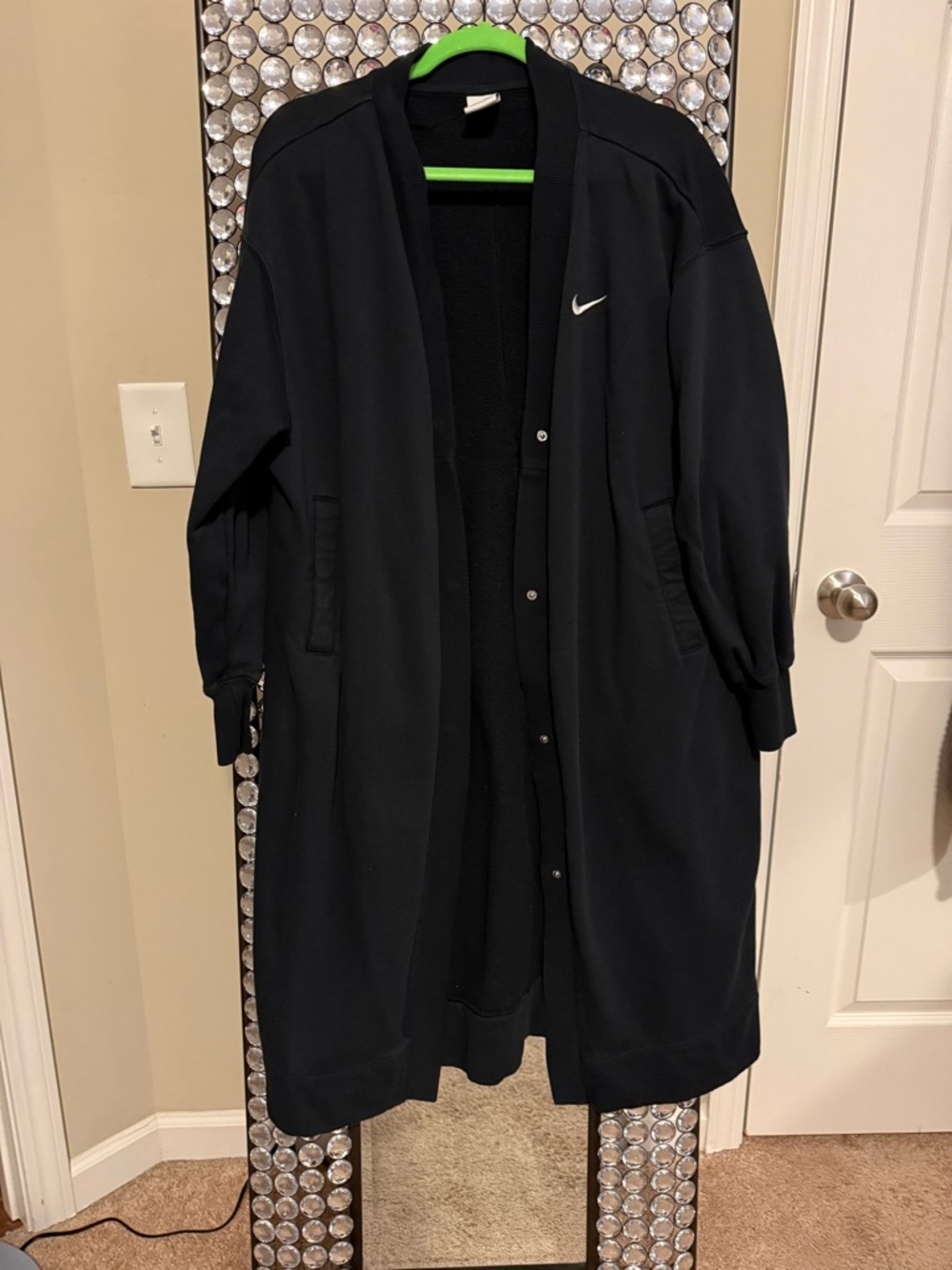 Nike Black Long Snap Front Cardigan